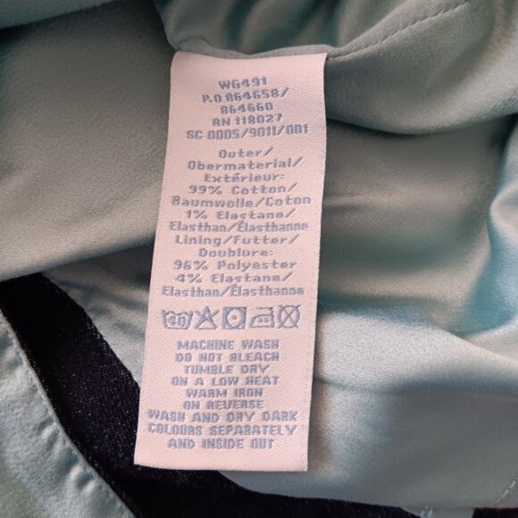 Boden Blue Denim Pencil Midi Skirt Purple Waistband Detail Lined Size 6L - Picture 5 of 10